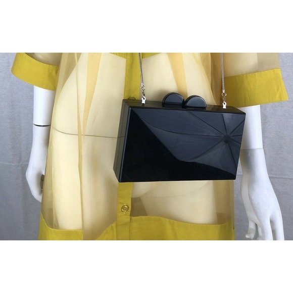 Zara Women’s Mini Crossbody Clutch Bag Black Pink Chain Strap - Picture 2 of 11